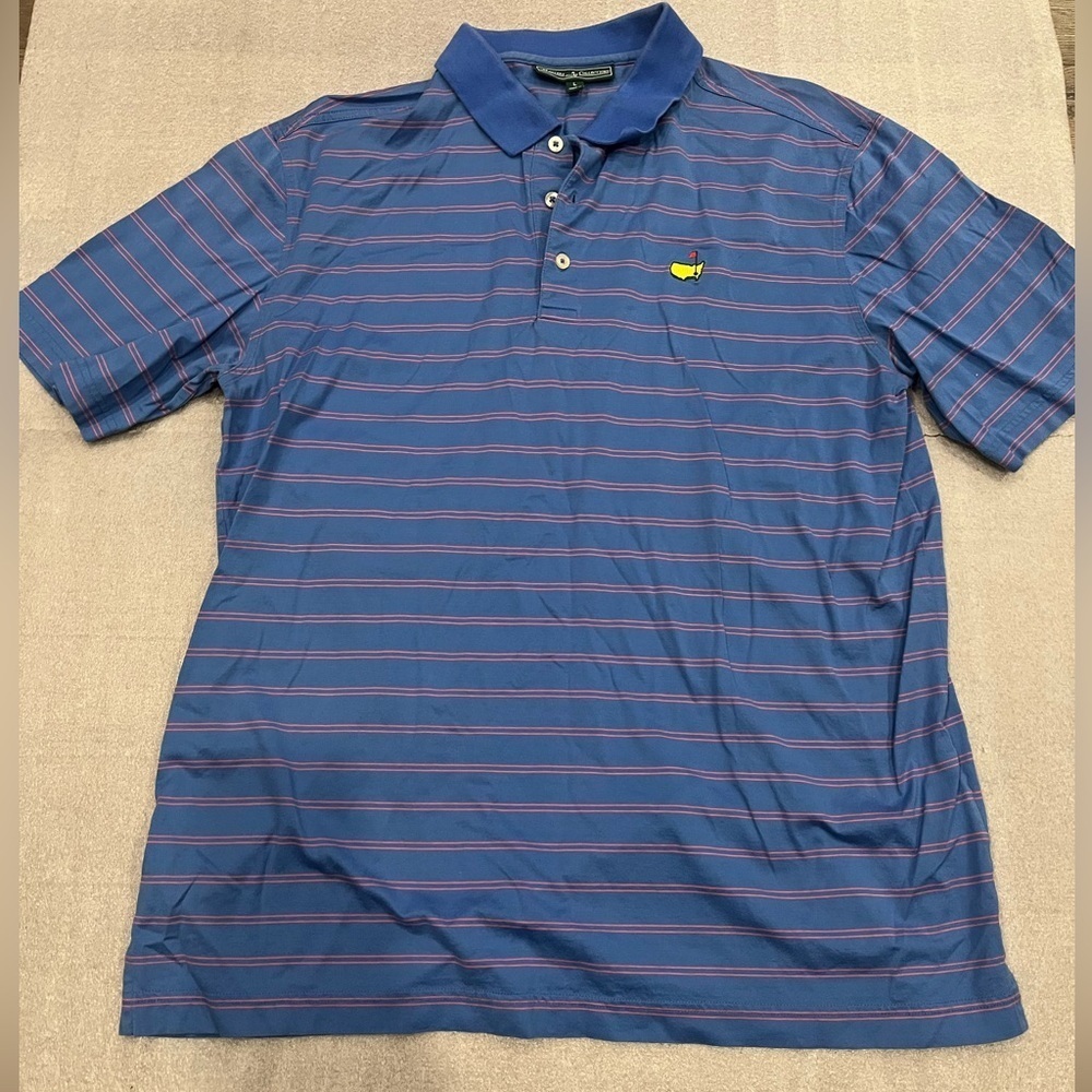 [L]Masters Collection Red Striped Blue Polo Shirt